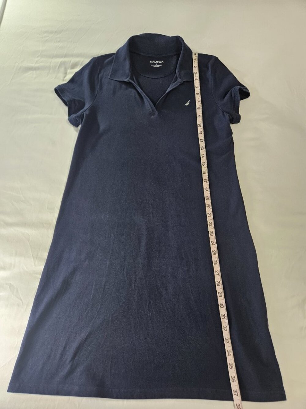 Nautica split neck Polo Dress Navy Blue - Picture 2 of 6